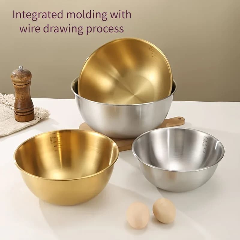 Set 3 ciotole in acciaio inox per impastare e insalatiere da cucina