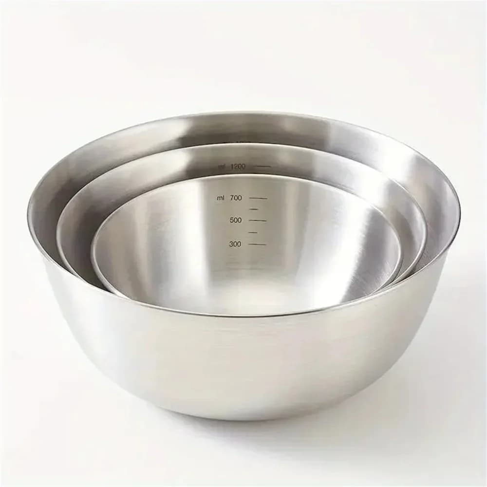 Set da 1-3 ciotole in acciaio inox con scala graduata per cucina e impasti, ciotole capienti per alimenti