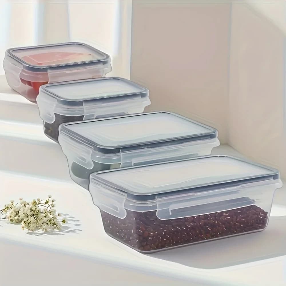 Set 8 Contenitori Ermetici per Alimenti Senza BPA con Coperchi a Scatto - Per Microonde e Freezer