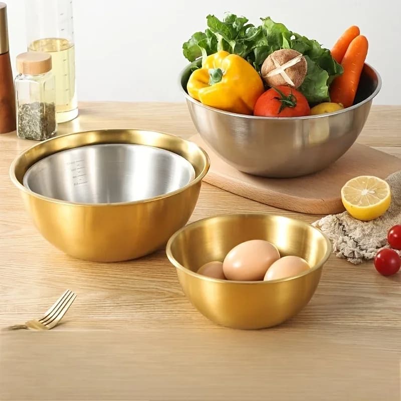 Set 3 ciotole in acciaio inox per impastare e insalatiere da cucina