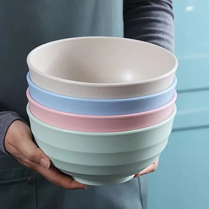 Set di 4 Ciotole Infrangibili da 24 Once in Plastica PP per Zuppa, Riso e Cereali - Adatte a Microonde e Lavastoviglie