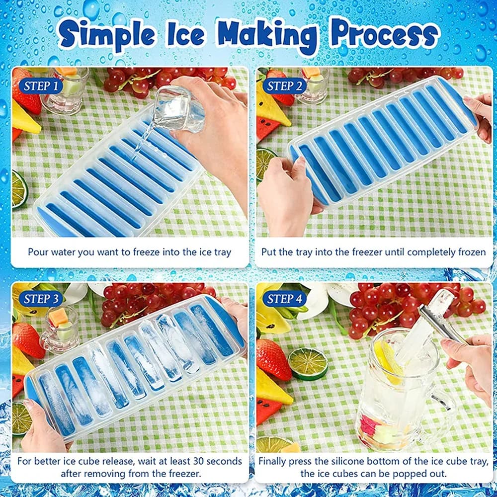 Stampo per Ghiaccio in Plastica con Coperchio a Espulsione Facile, Formina per Bastoncini di Ghiaccio per Borracce