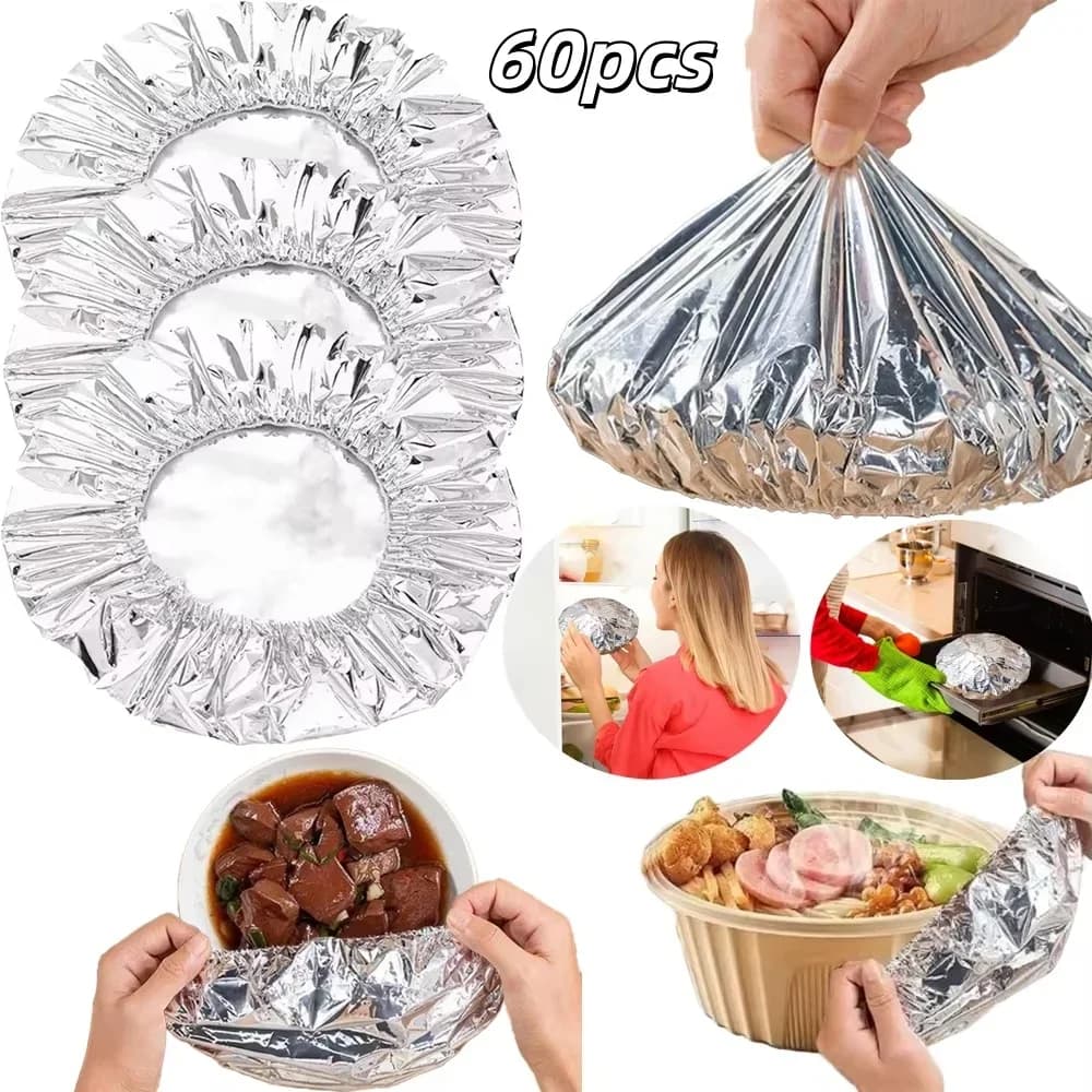 Set 10-60 pz Coperchi Riutilizzabili in Alluminio per Ciotole, Termoisolanti e per Alimenti