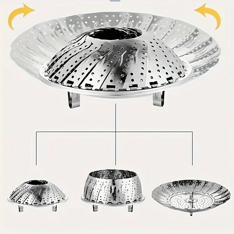 Cestello per cottura a vapore pieghevole in acciaio inox 6-10.5" per pentole