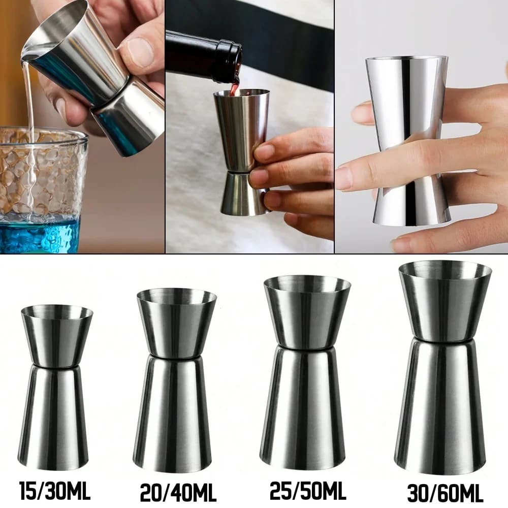 Dosatore Jigger per Cocktail in Acciaio Inox Misurino Doppio per Bar e Feste