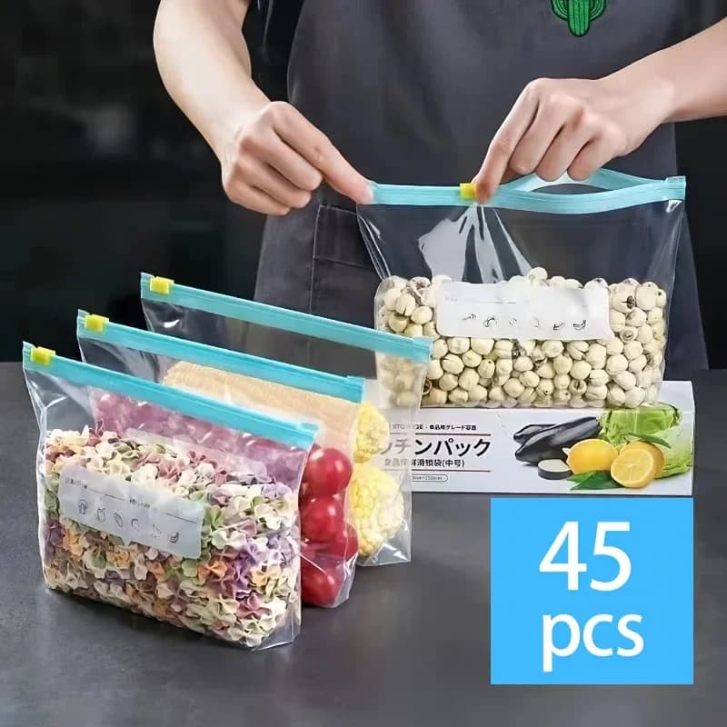 10-90 pz Sacchetti Salvafreschezza con Chiusura Zip per Alimenti ed Esigenze di Freezer