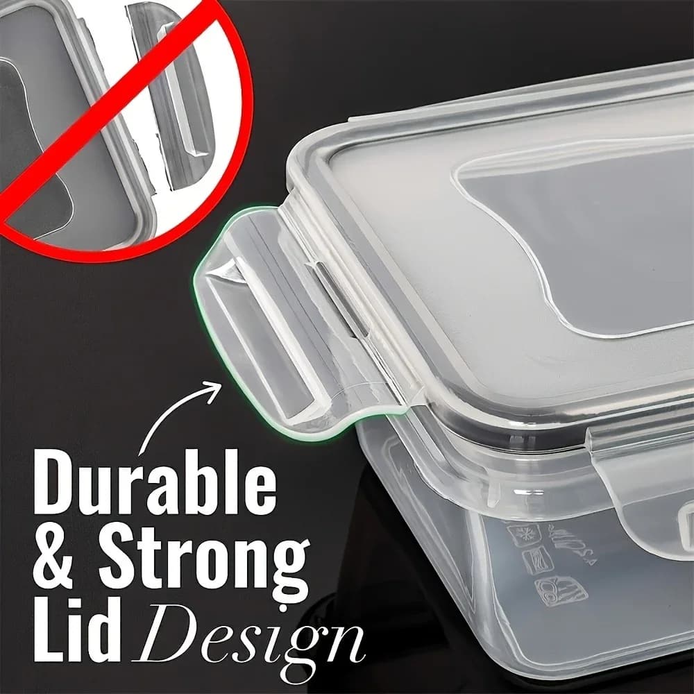 Set 8 Contenitori Ermetici per Alimenti Senza BPA con Coperchi a Scatto - Per Microonde e Freezer
