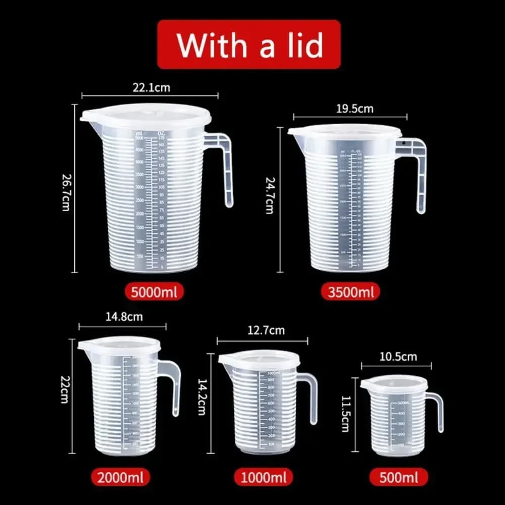 Caraffa Graduata Alimentare per Cucina 100-5000 ml in Plastica Resistente al Calore
