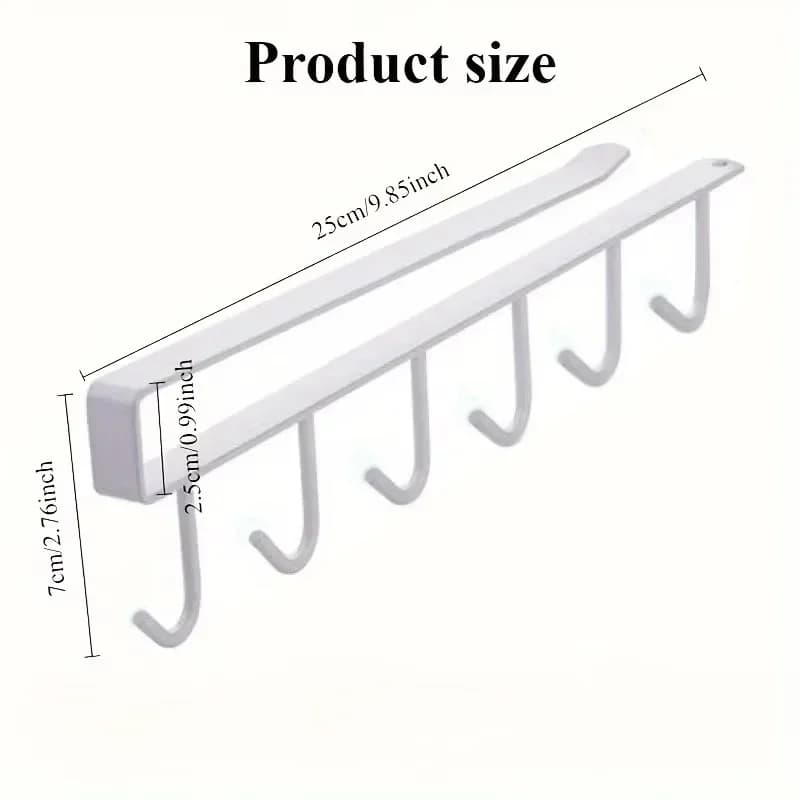 1 pz Porta Tazze e Calici Sottopensile da Cucina con 6 Ganci Salvaspazio