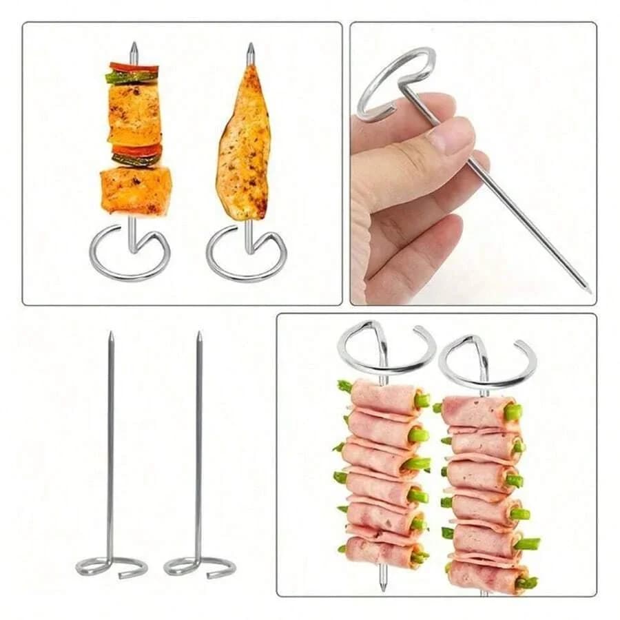 Spiedini in acciaio inox riutilizzabili per barbecue e griglia - 10/20/30 pz