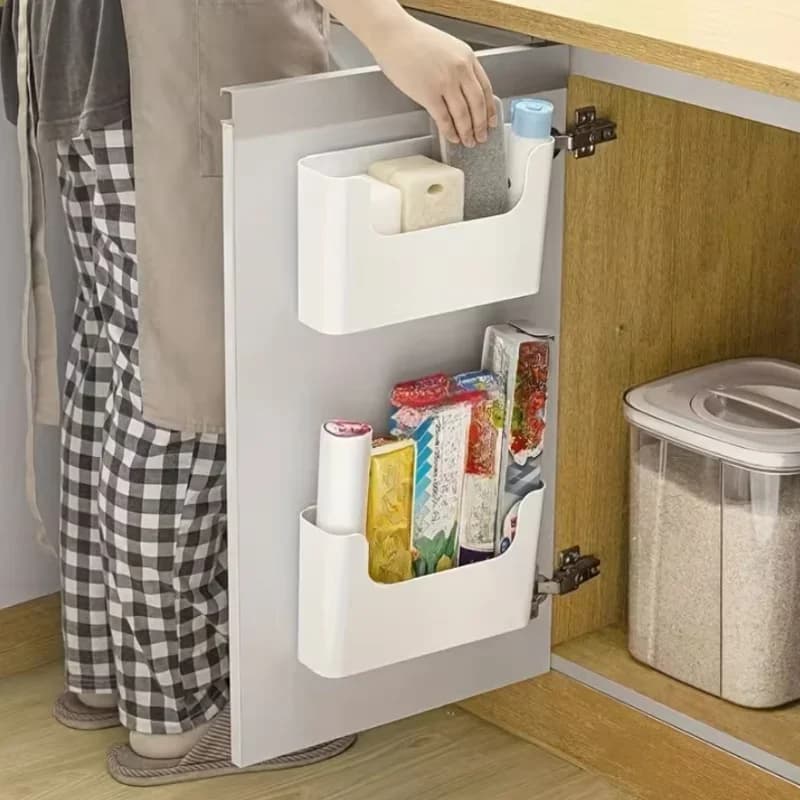 Organizer da Parete e per Anta Mobile, Contenitore per Pellicola, Sacchetti e Accessori Bagno