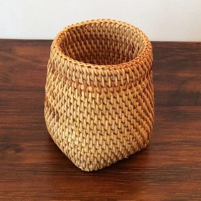 Cestino Portaoggetti in Rattan Portaposate e Organizer per Tavola e Cucina