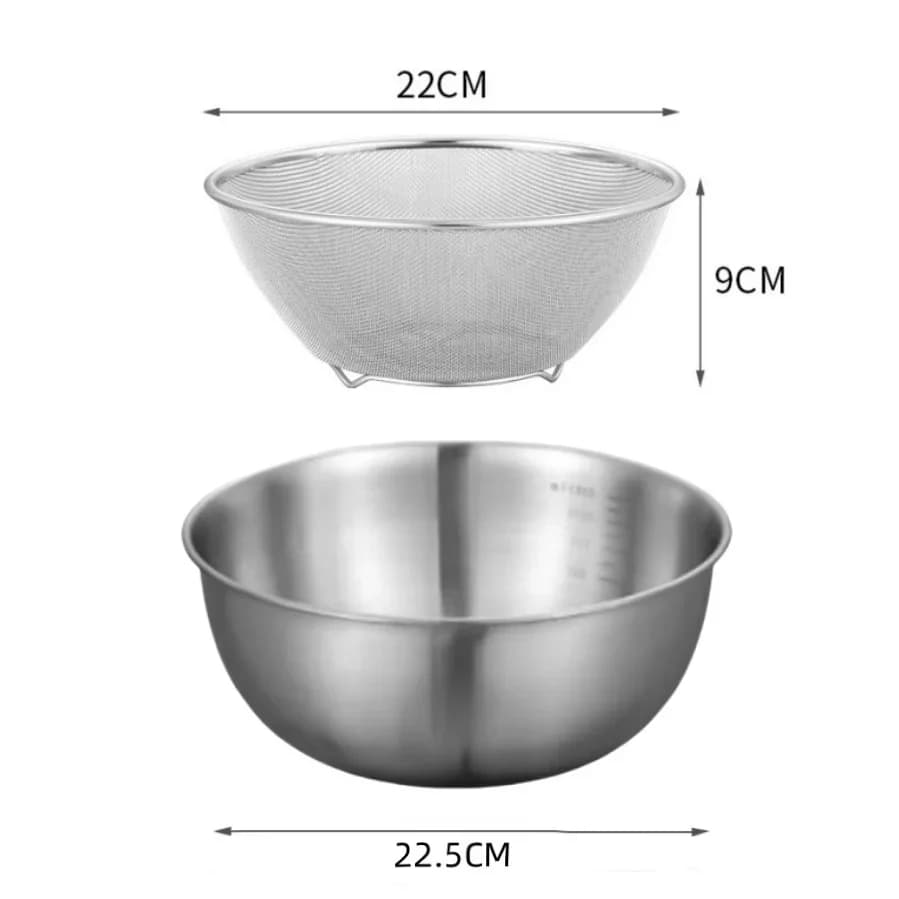 Set da 1-3 ciotole in acciaio inox con scala graduata per cucina e impasti, ciotole capienti per alimenti