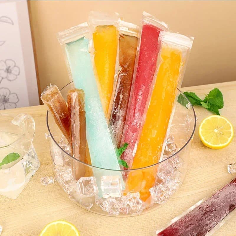 Sacchetti Usa e Getta Trasparenti per Ghiaccioli 50/100/200 pz, Stampi per Succhi, Yogurt e Gelati