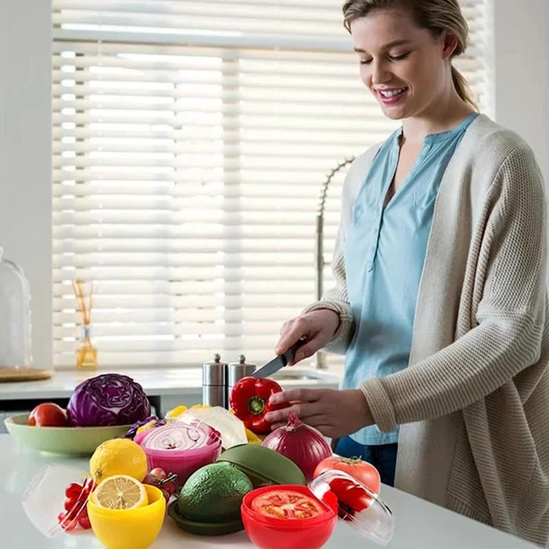 Contenitore Salvafreschezza per Verdure in Plastica, Porta Aglio, Cipolla e Peperone per Cucina