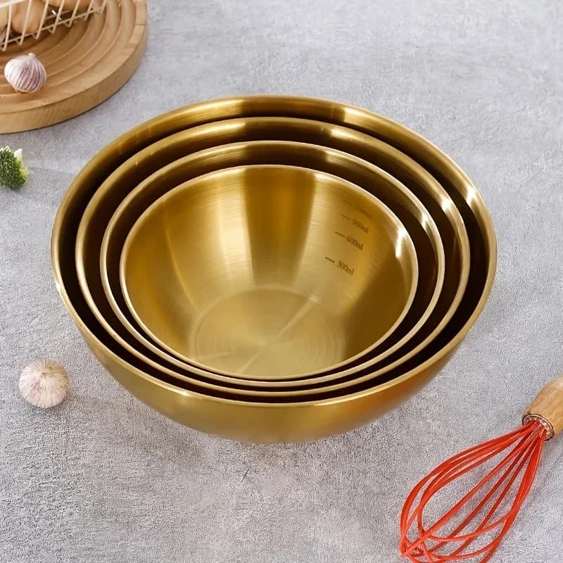 Set 3 ciotole in acciaio inox per impastare e insalatiere da cucina