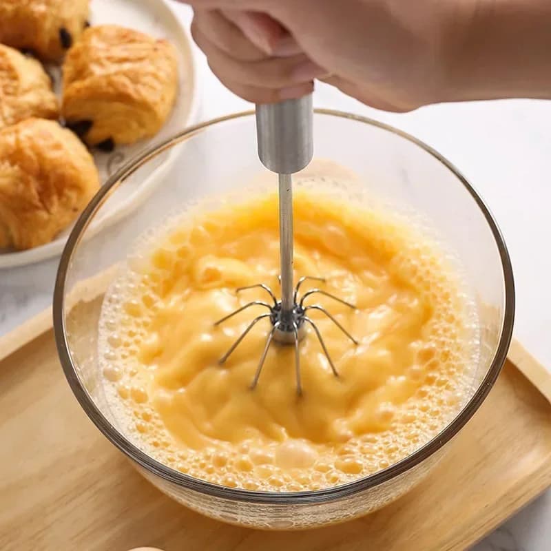 Frusta per Uova Semiautomatica, Sbattitore Manuale Rotante per Crema e Dolci, Utensile da Cucina