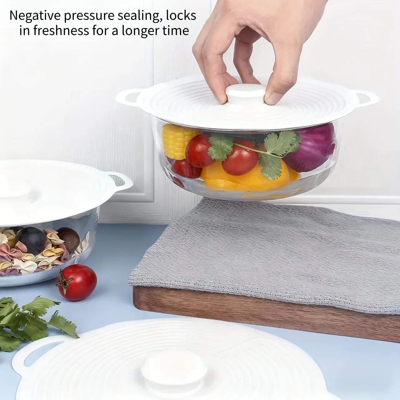 Set 3/6 pz Coperchi in Silicone con Doppio Manico, Termoresistenti e Antischizzo per Pentole e Ciotole