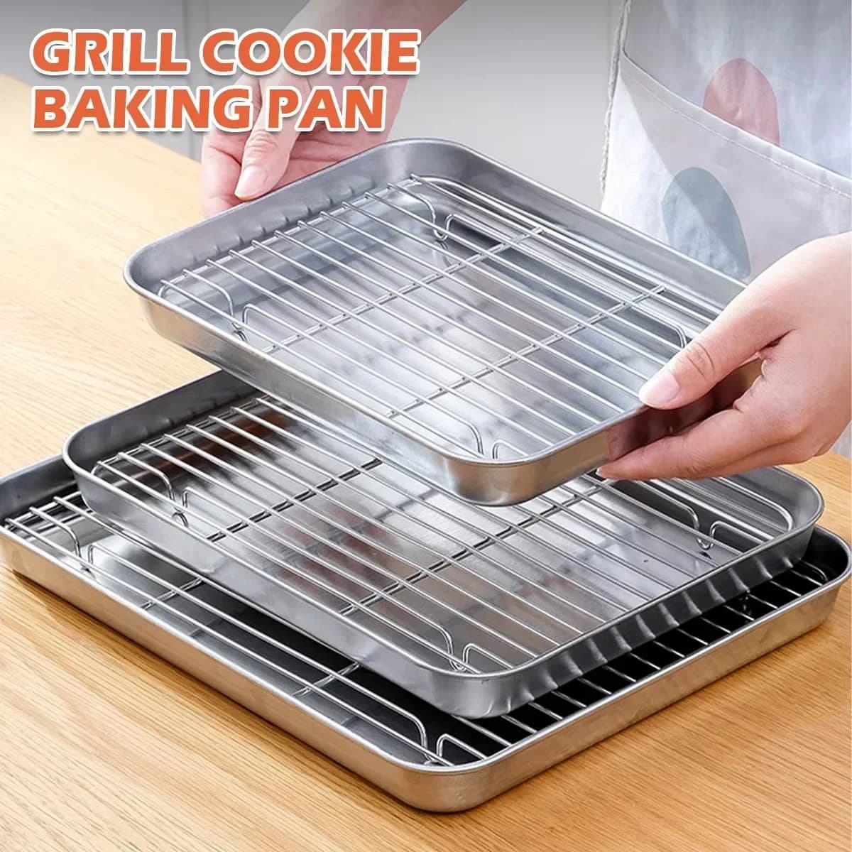 Teglia da Forno in Acciaio Inox con Griglia Rimovibile per Dolci e Barbecue
