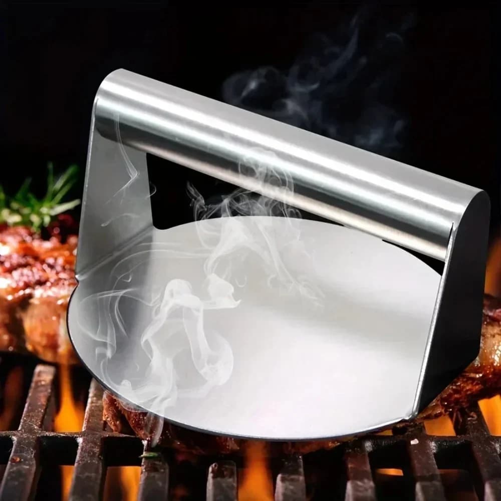 Pressa per smash burger in acciaio inox | Pressa per hamburger resistente e antiaderente per barbecue e cucina