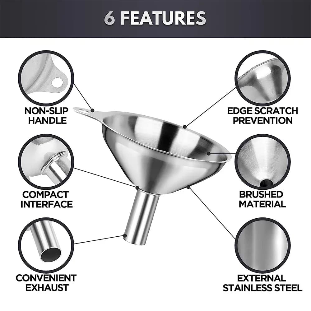 Set 3/5 imbuti da cucina in acciaio inox per bottiglie e spezie