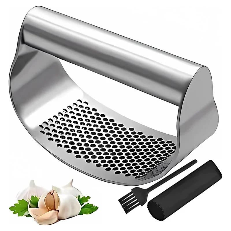 Spremiaglio Manuale a Dondolo in Acciaio Inox per Aglio e Zenzero