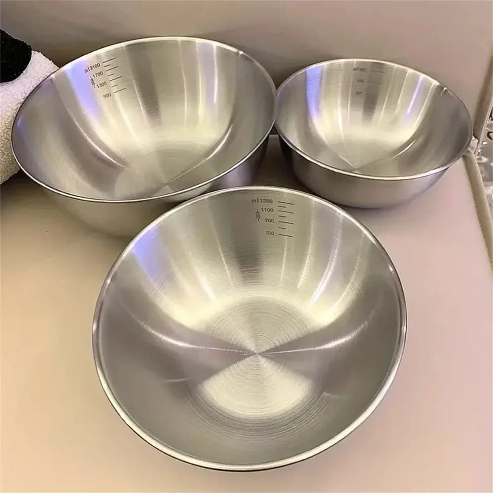 Set da 1-3 ciotole in acciaio inox con scala graduata per cucina e impasti, ciotole capienti per alimenti