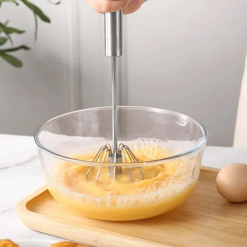 Frusta per Uova Semiautomatica, Sbattitore Manuale Rotante per Crema e Dolci, Utensile da Cucina