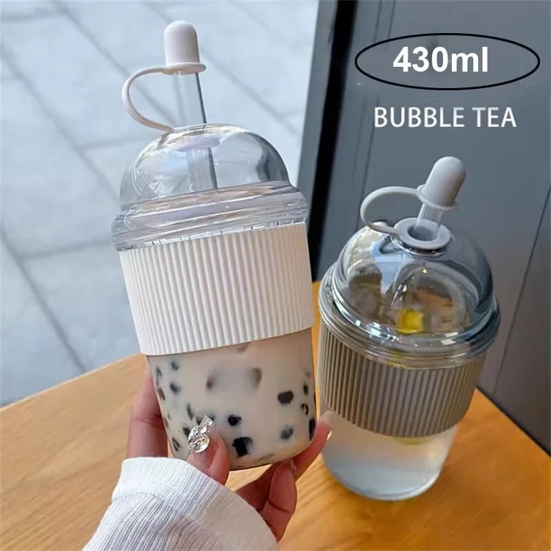 Tazza portatile con cannuccia 430ml in plastica termoresistente