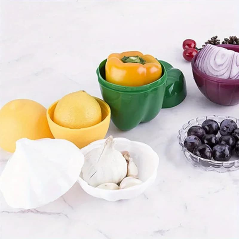 Contenitore Salvafreschezza per Verdure in Plastica, Porta Aglio, Cipolla e Peperone per Cucina