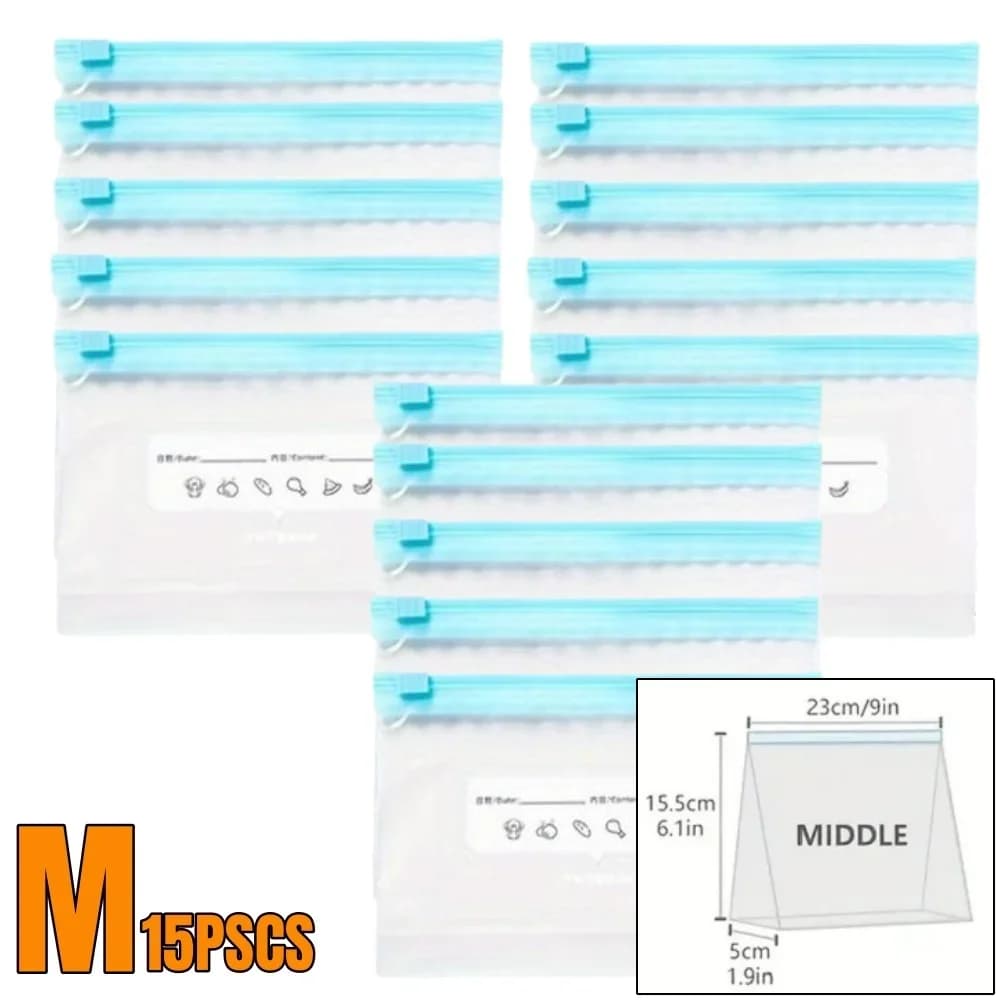10-90 pz Sacchetti Salvafreschezza con Chiusura Zip per Alimenti ed Esigenze di Freezer