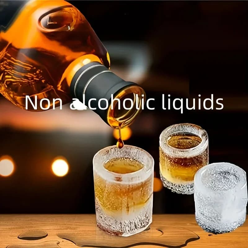 Stampo per Ghiaccio in Silicone a 4 Fori a Pressione, Formine Rotonde per Whisky e Birra