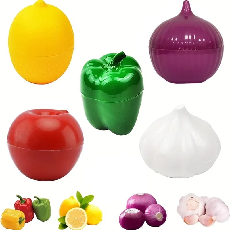 Contenitore Salvafreschezza per Verdure in Plastica, Porta Aglio, Cipolla e Peperone per Cucina
