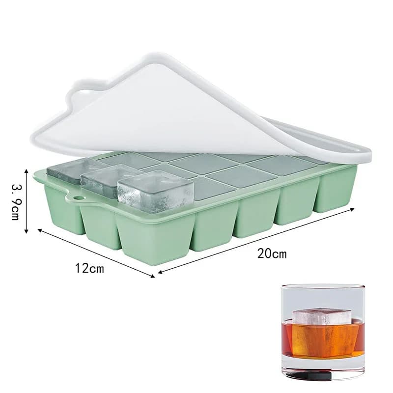 Set 2 Stampi per Ghiaccio in Silicone con Coperchio a 15 Scomparti per Cocktail e Whisky