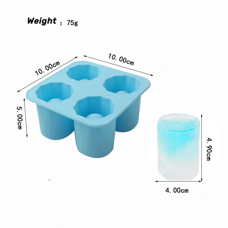 Stampo per Ghiaccio in Silicone a 4 Fori a Pressione, Formine Rotonde per Whisky e Birra