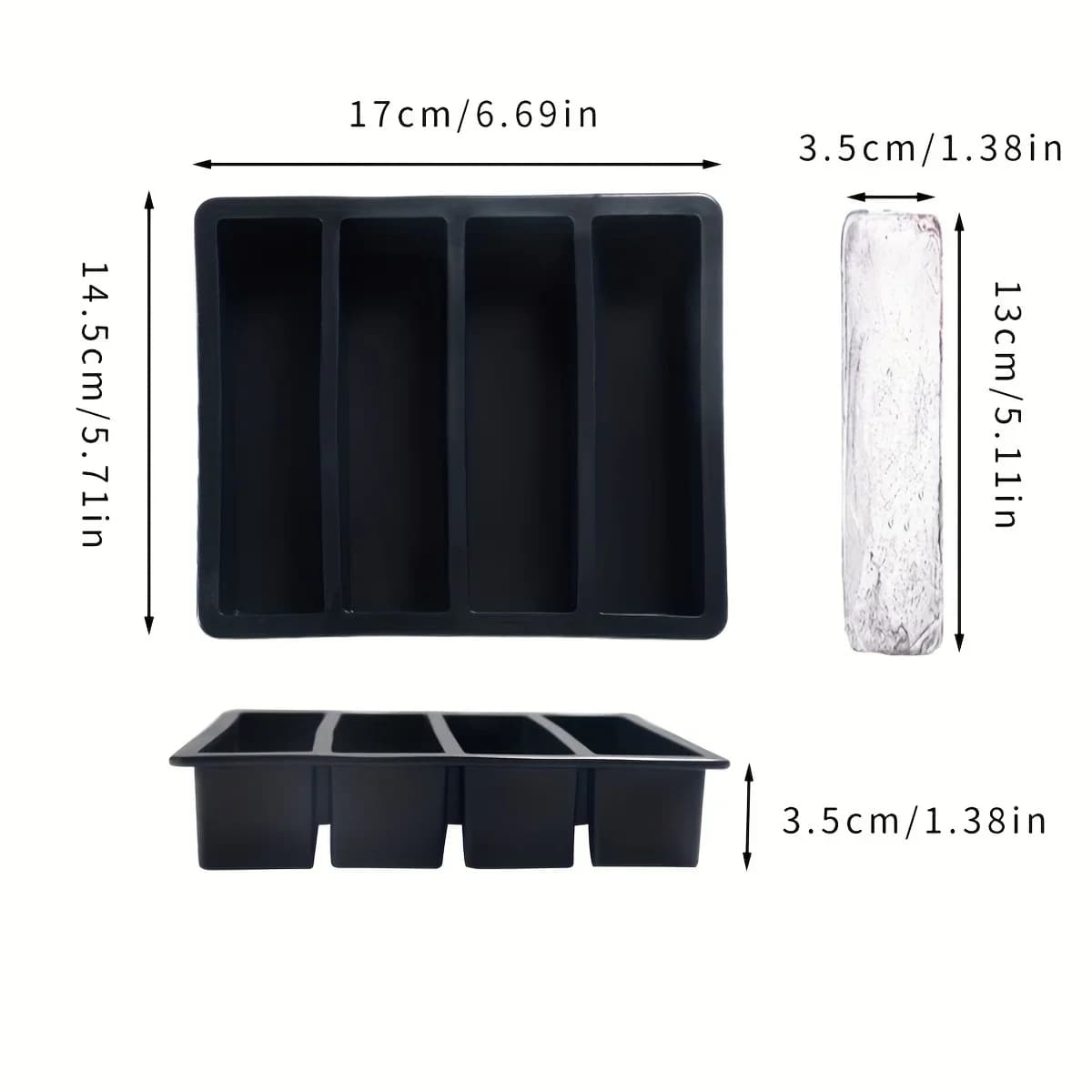 Set Stampi per Cubetti di Ghiaccio Rettangolari con Coperchio (1/4 pz) - Vaschette Impilabili