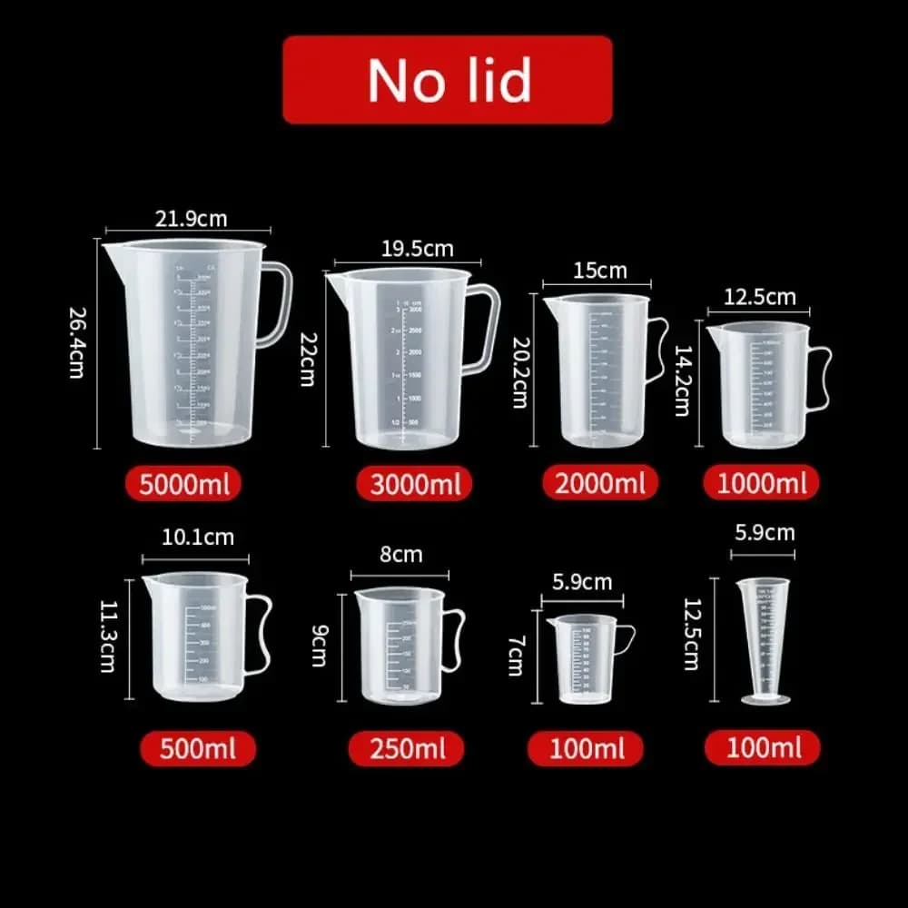 Caraffa Graduata Alimentare per Cucina 100-5000 ml in Plastica Resistente al Calore