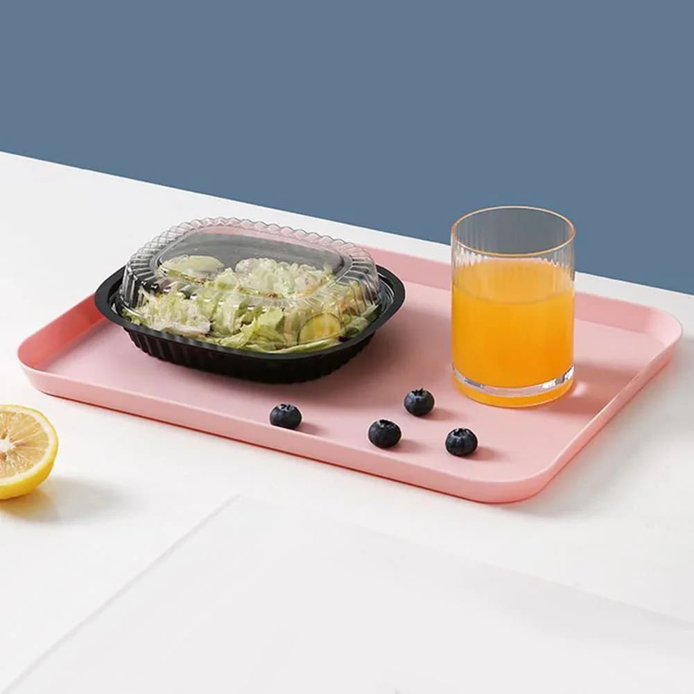 Vassoio da Portata Rettangolare in Plastica Antiscivolo e Antigraffio per Cibo, Tè, Frutta e Dolci