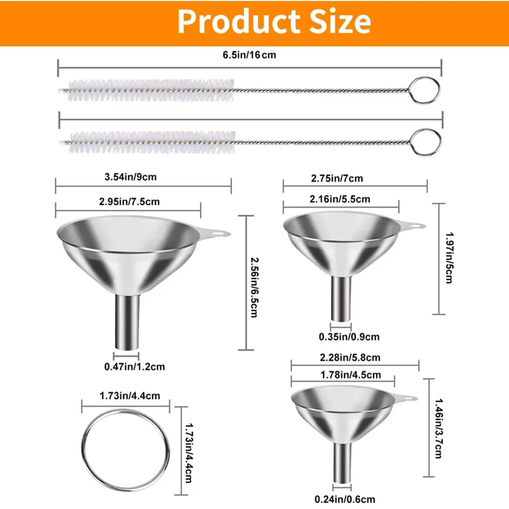 Set 3/5 imbuti da cucina in acciaio inox per bottiglie e spezie