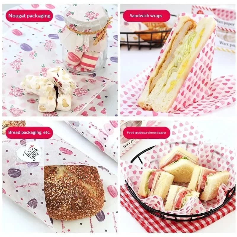 50 pz carta cerata alimentare antigrasso per alimenti, incarto per pane, panini, burger e patatine, carta forno