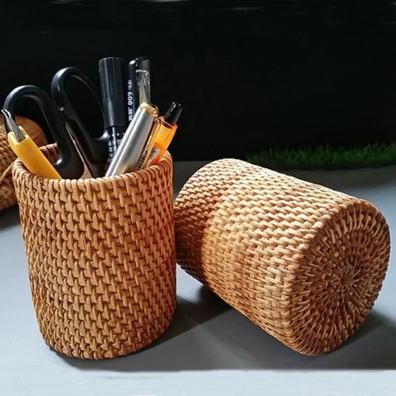 Cestino Portaoggetti in Rattan Portaposate e Organizer per Tavola e Cucina