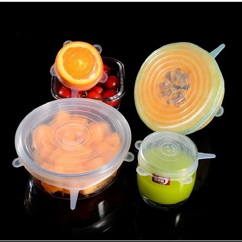 6 Coperchi Elastici in Silicone, Coperture per Ciotole e Alimenti, Riutilizzabili ed Estensibili