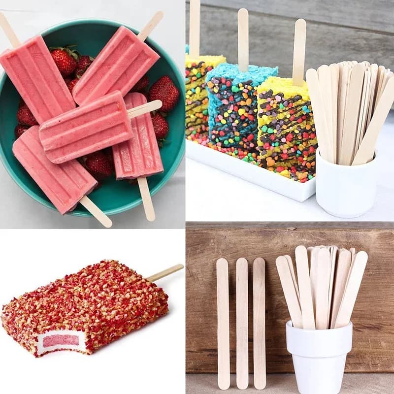 Leeseph Bastoncini in Legno per Ghiaccioli e Gelati 11.4 cm Stecchi per Fai da Te