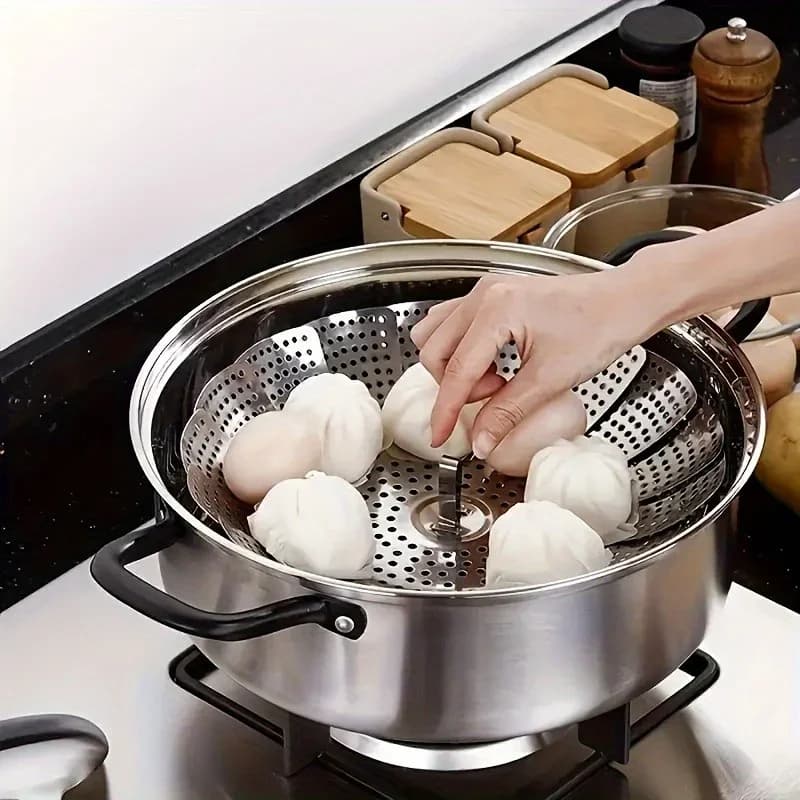 Cestello per cottura a vapore pieghevole in acciaio inox 6-10.5" per pentole