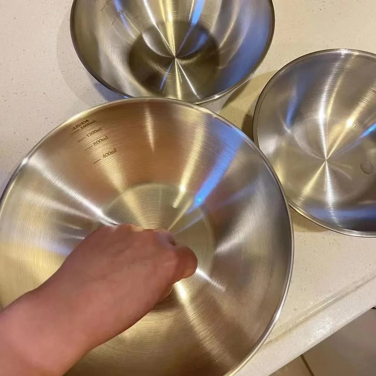 Set da 1-3 ciotole in acciaio inox con scala graduata per cucina e impasti, ciotole capienti per alimenti