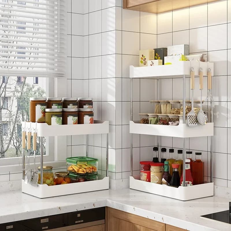 Portaspezie da Piano Cucina Multifunzione - Organizer Angolare Multistrato per Spezie e Utensili