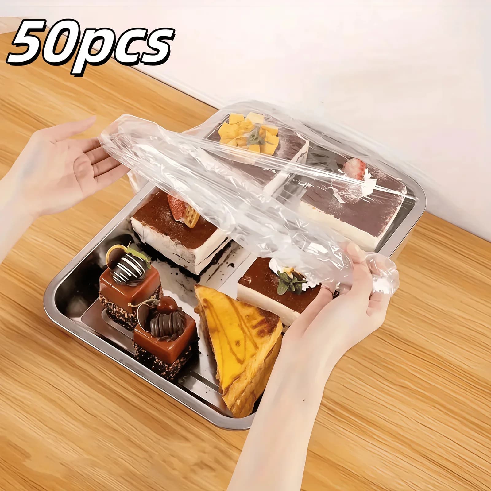 50 Cuffie Salvafreschezza Elastiche Riutilizzabili in PE - Coperchi Estensibili per Alimenti