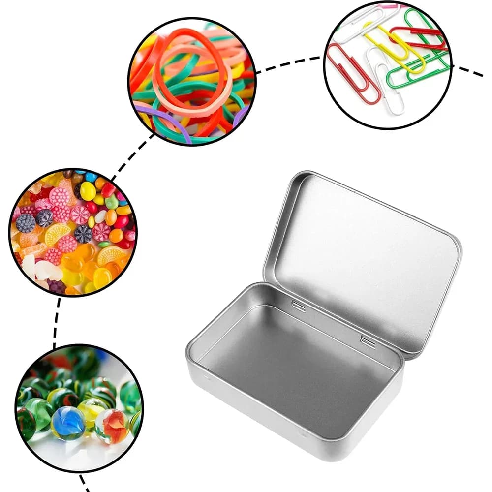 Set da 6 Scatole di Latta con Cerniera Mini Contenitori Portatili in Metallo con Coperchio per Piccoli Oggetti