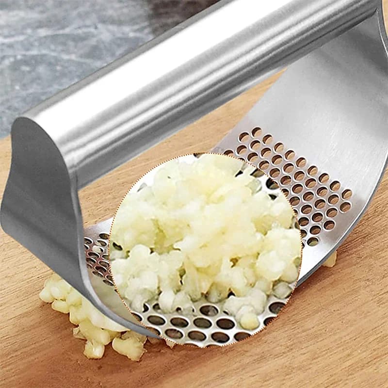Spremiaglio Manuale a Dondolo in Acciaio Inox per Aglio e Zenzero