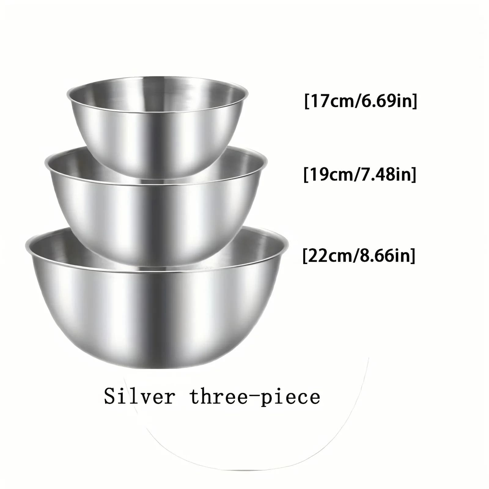 Set 3 ciotole in acciaio inox per impastare e insalatiere da cucina